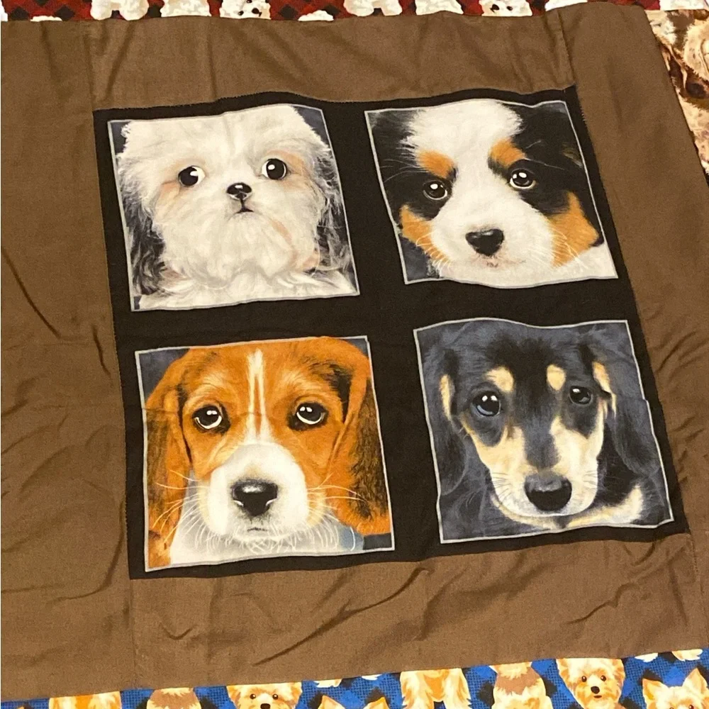 Cozy Dog-Themed Blanket - Brown and Multicolor